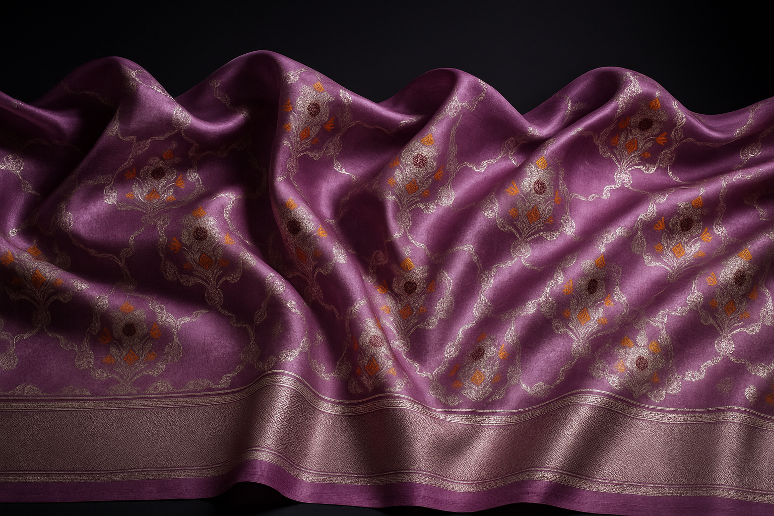 Purple Chanderi Saree Wave Formation